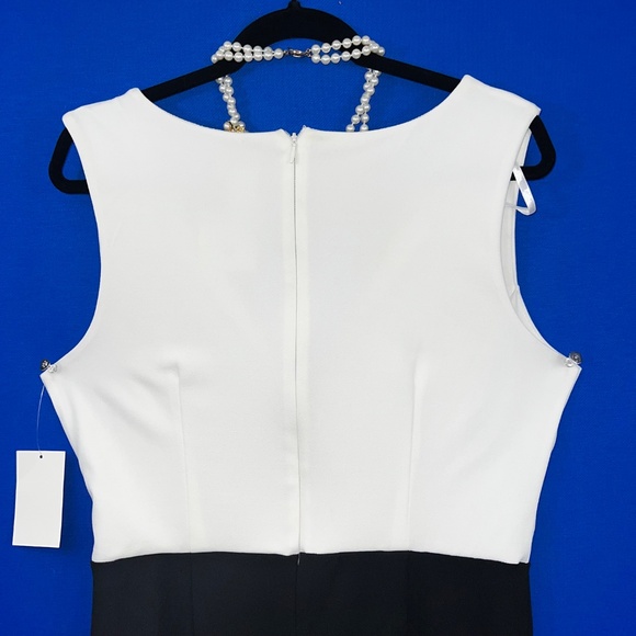 NWT🤩 |•ALEXA B NITES•| Beautiful Wrap Top Black & Ivory White Jumpsuit Size 14 - Picture 4 of 14